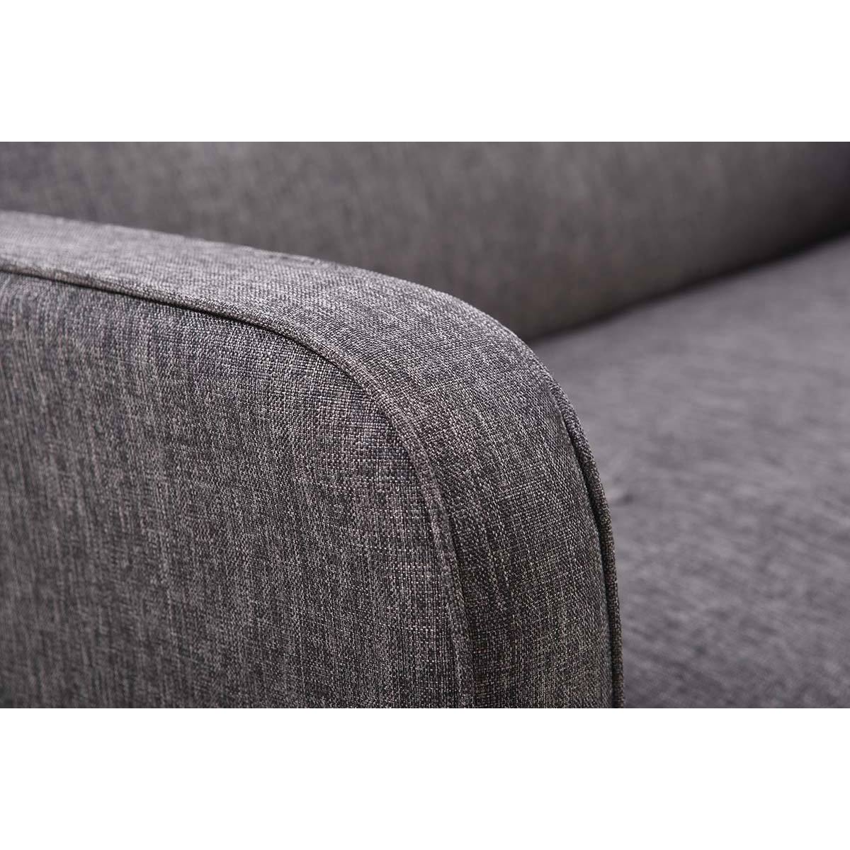 Canapé scandinave 2 places en tissu gris foncé et bois clair ULLA