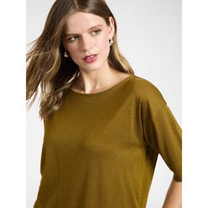 Elena Mirò - Camiseta de hilo mixto lyocell - Verde militare