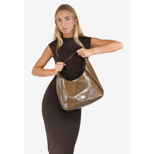 Bolso de hombro taupe con bolsa interior