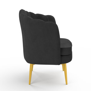 Fauteuil Arielle - Gris foncé / pied doré