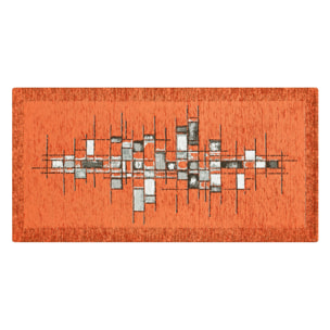 Tappeto Jacquard Ideale Cucina Ingresso Made In Italy Antiscivolo, Lavabile, Morbido Disegno Pixel Arancio By Suardi