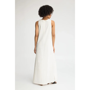 Vestido cotolino blanco sin mangas con logo Polo Club