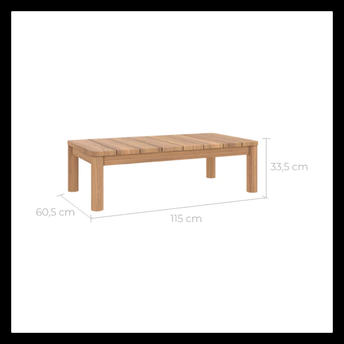 Table basse rectangulaire de jardin en bois de teck massif - Nadila