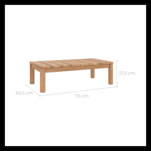 Table basse rectangulaire de jardin en bois de teck massif - Nadila