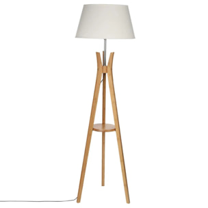 Lampadaire trépied "Kalo" - bambou et blanc H156 cm