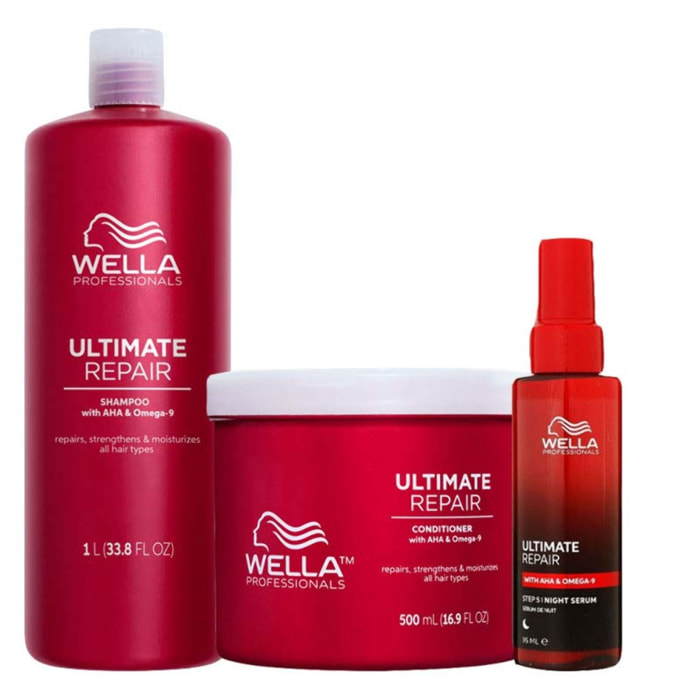 WELLA PROFESSIONALS Kit Ultimate Repair Shampoo 1000ml + Conditioner 500ml + Night Serum 95ml