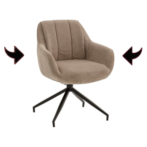 Set di 4 poltroncine girevoli STONESTOWN in tessuto beige e gambe in metallo nero, con braccioli