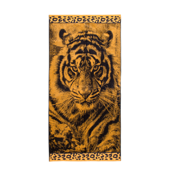 Telo Mare Spugna Jacquard Spiaggia Disegno Safari