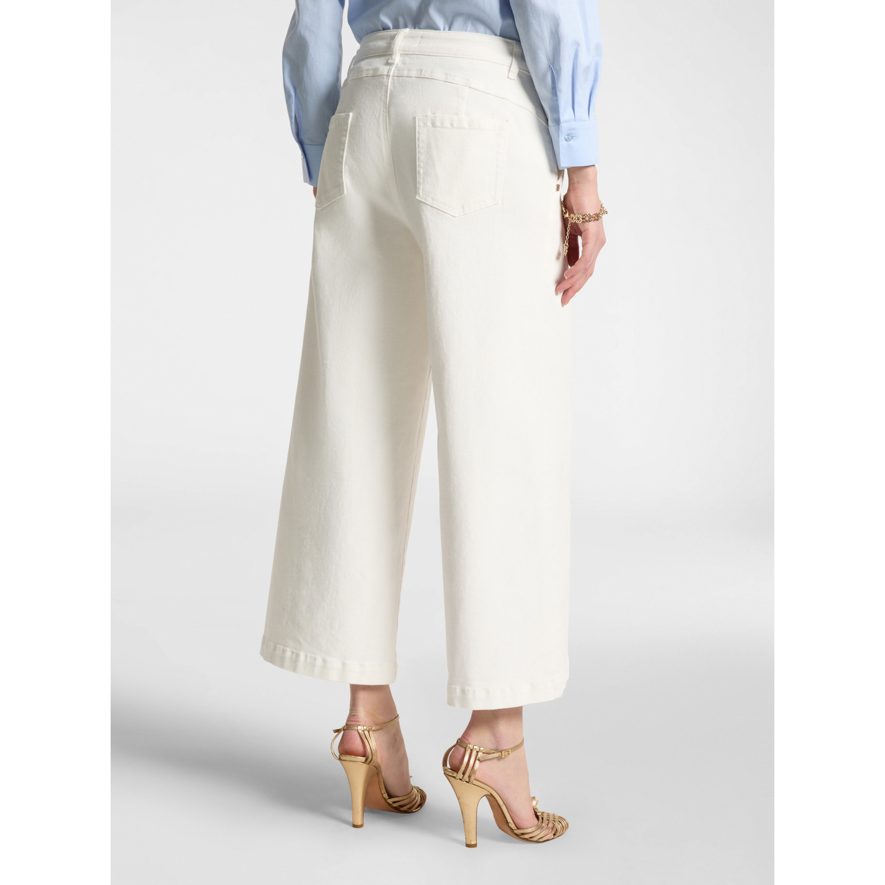Elena Mirò - Pantaloni wide leg cropped - Bianco