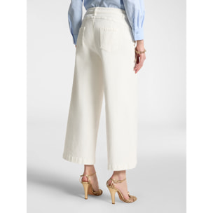 Elena Mirò - Pantaloni wide leg cropped - Bianco