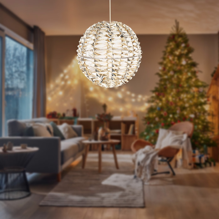 decoración en forma de bola luminosa color oro brillante con 300 luces micro led 30cm