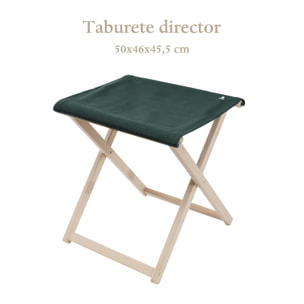 Taburete director plegable estructura sin barniz y lona color verde oscuro