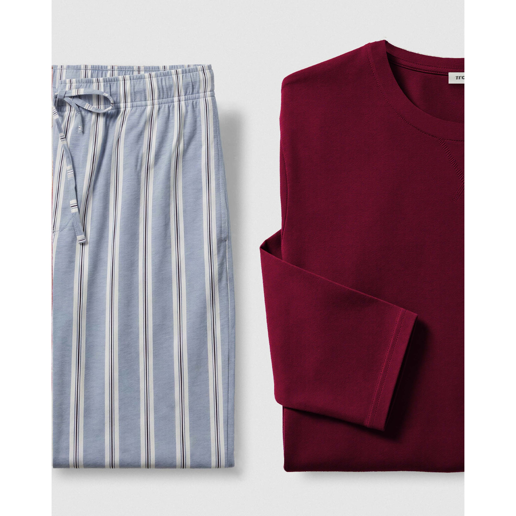 Pigiama lungo in cotone a righe Johan bordeaux