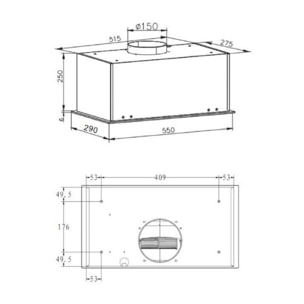 Hotte encastrable AIRLUX AHGG55BK Contrôle par geste