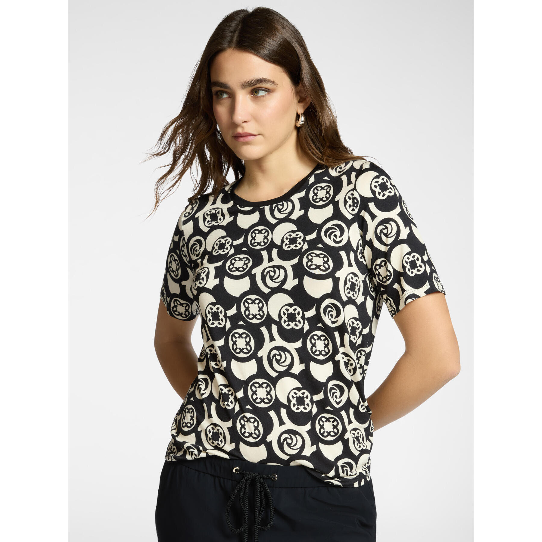 Elena Mirò - Camiseta estampada en viscosa - Negro