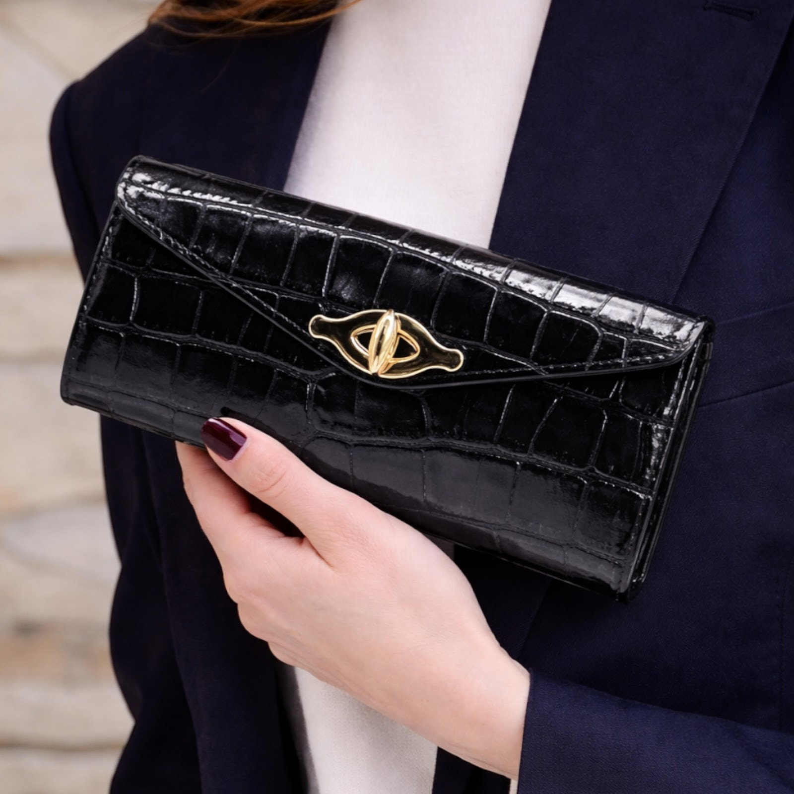 Cartera Cheval Firenze Marlon Croc Negro