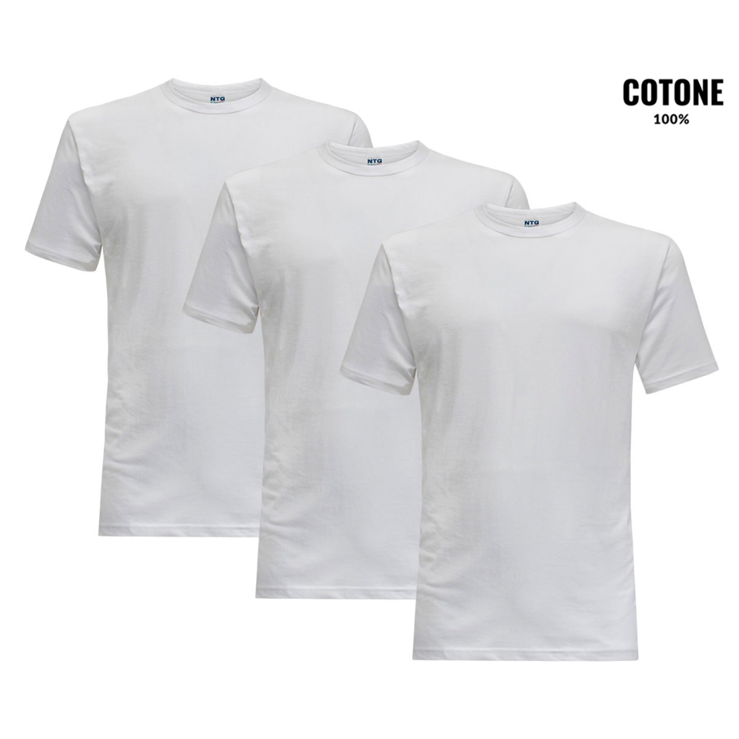 3 T-Shirt Uomo 100% Cotone NOTTINGHAM, Art. TM700 Girocollo