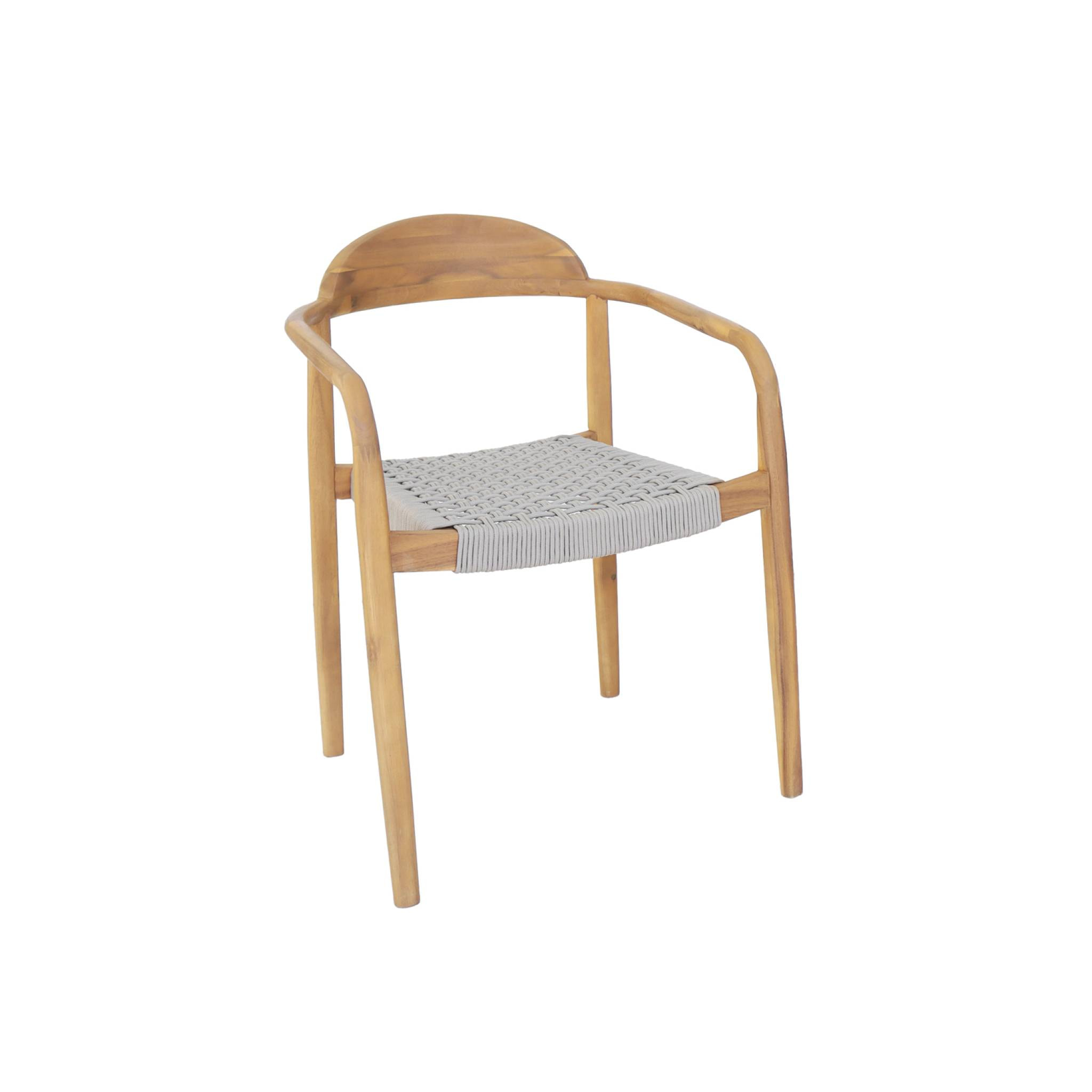 Lot de 2 fauteuils CERINA en bois d'acacia. assise beige en résine. 55.5 x 55 x 79 cm