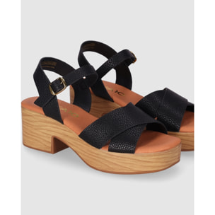 Sandalias de Piel - Negro - Tacón: 5 cm