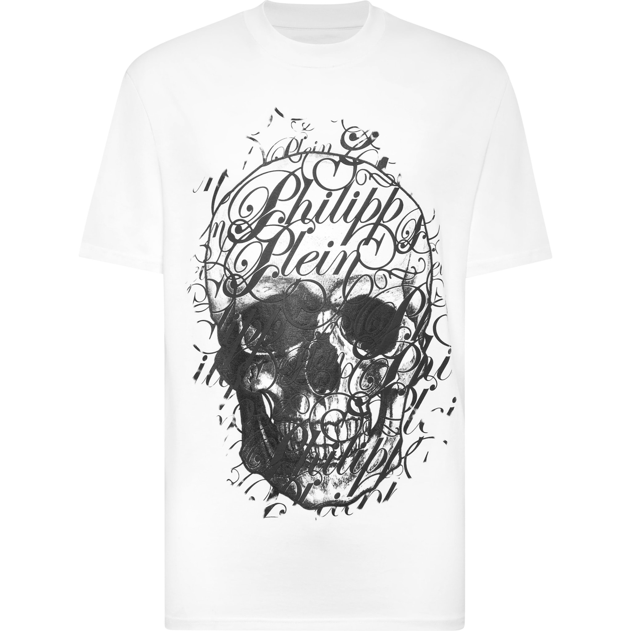 PHILIPP PLEIN Camiseta de cuello redondo y manga corta COURSIVE