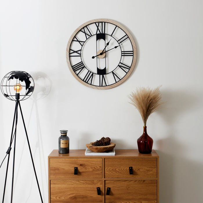 Horloge Silencieuse Bois Et Metal D70cm Jack