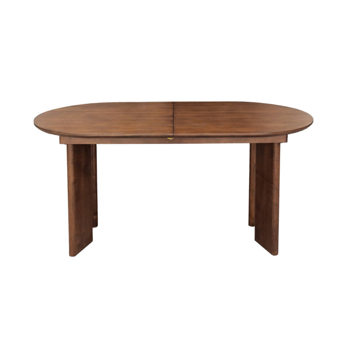 Table à manger oblongue extensible bois d'hévéa et placage chêne noyer 6-8 places 170-210cm - Albane