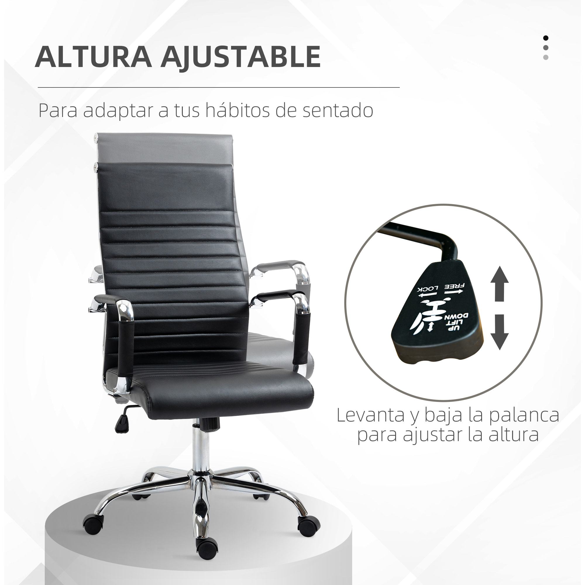 Silla de Oficina Ergonómica Giratoria Basculante Altura Ajustable de 104-114 cm