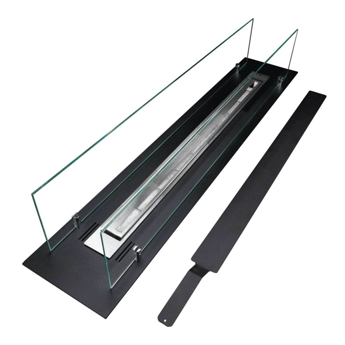 Bruciatore a bioetanolo per camino 1 L, in acciaio inox e vetro temperato 99 cm