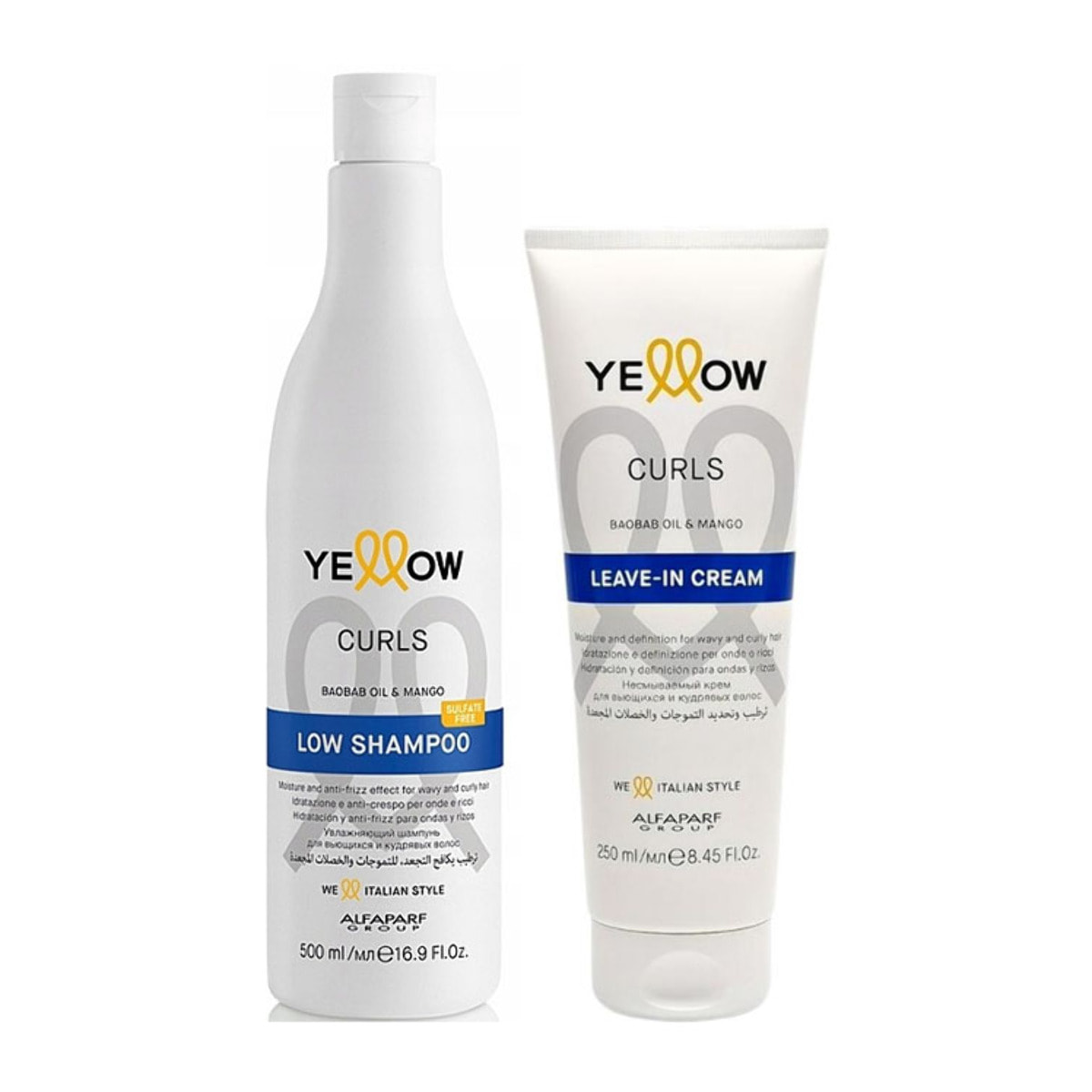 ALFAPARF Yellow Kit Curls Shampoo 500ml + Leave-In Cream 250ml