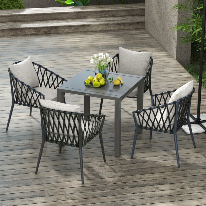 Table de jardin rectangulaire extensible 6 pers. alu métal dim. 80/160L x 80l x 75H cm gris