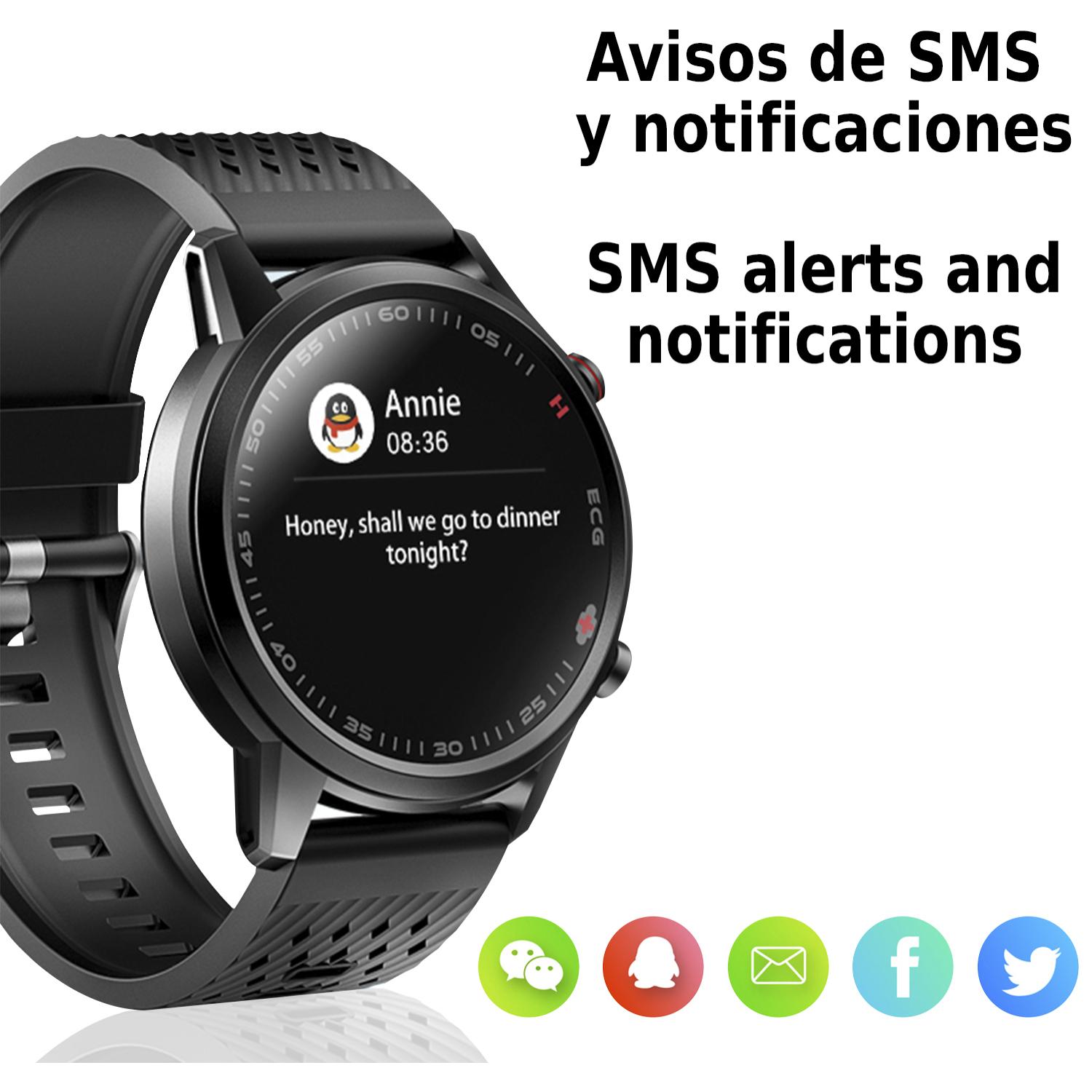 Smartwatch F800 con tratamiento laser sanguíneo, termómetro corporal, monitor cardíaco y de O2 en sangre. 5 modos deportivos.