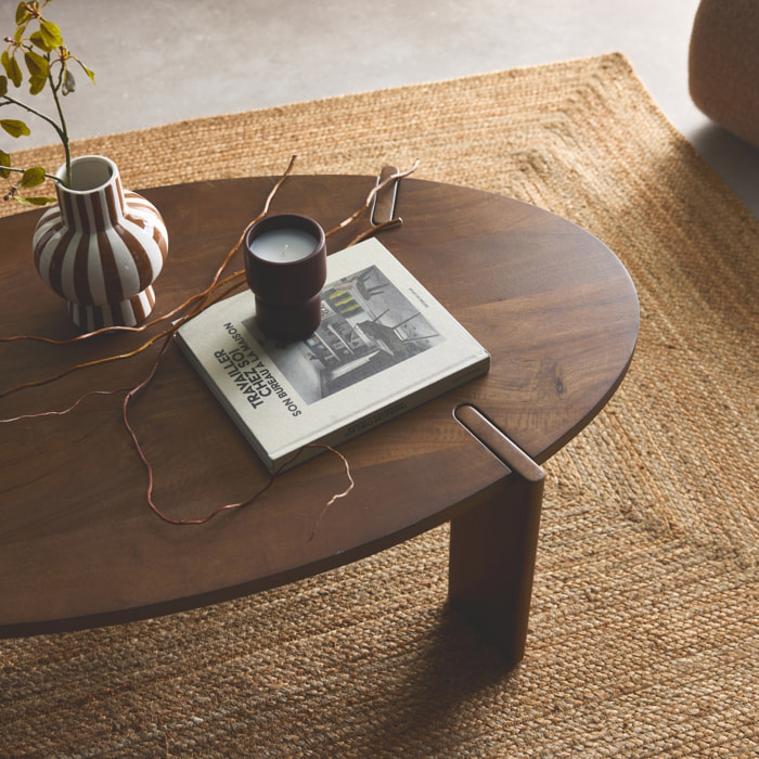 Table basse exotique ovale bois massif REVA