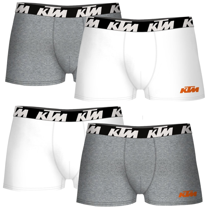 Set de 4 calzoncillos bóxer ktm  blanco y gris claro