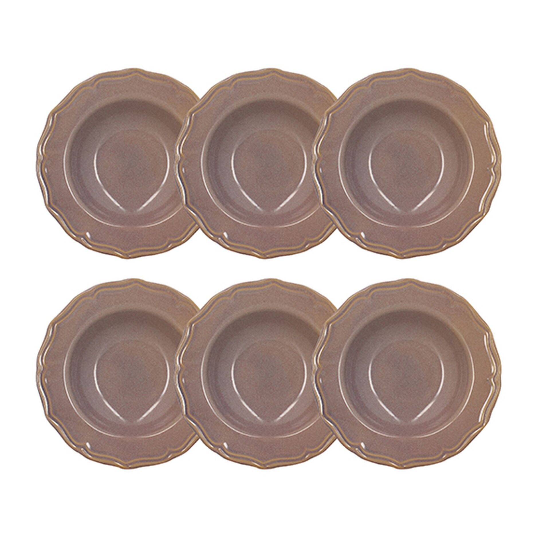 Lot de 6 assiettes creuses 23,5cm en grès violet SIGNATURE