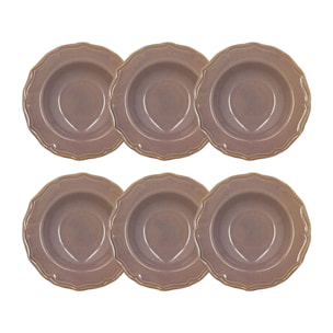Lot de 6 assiettes creuses 23,5cm en grès violet SIGNATURE