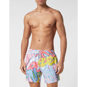 PHILIPP PLEIN Swim Trunks BOMBING GRAFFITI