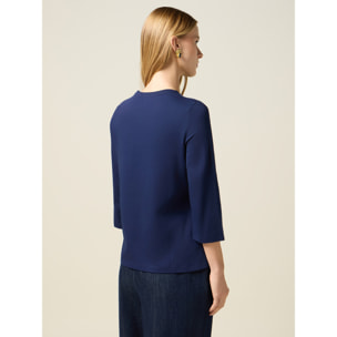 Oltre - Camiseta de jersey con parche de lentejuelas - Azul