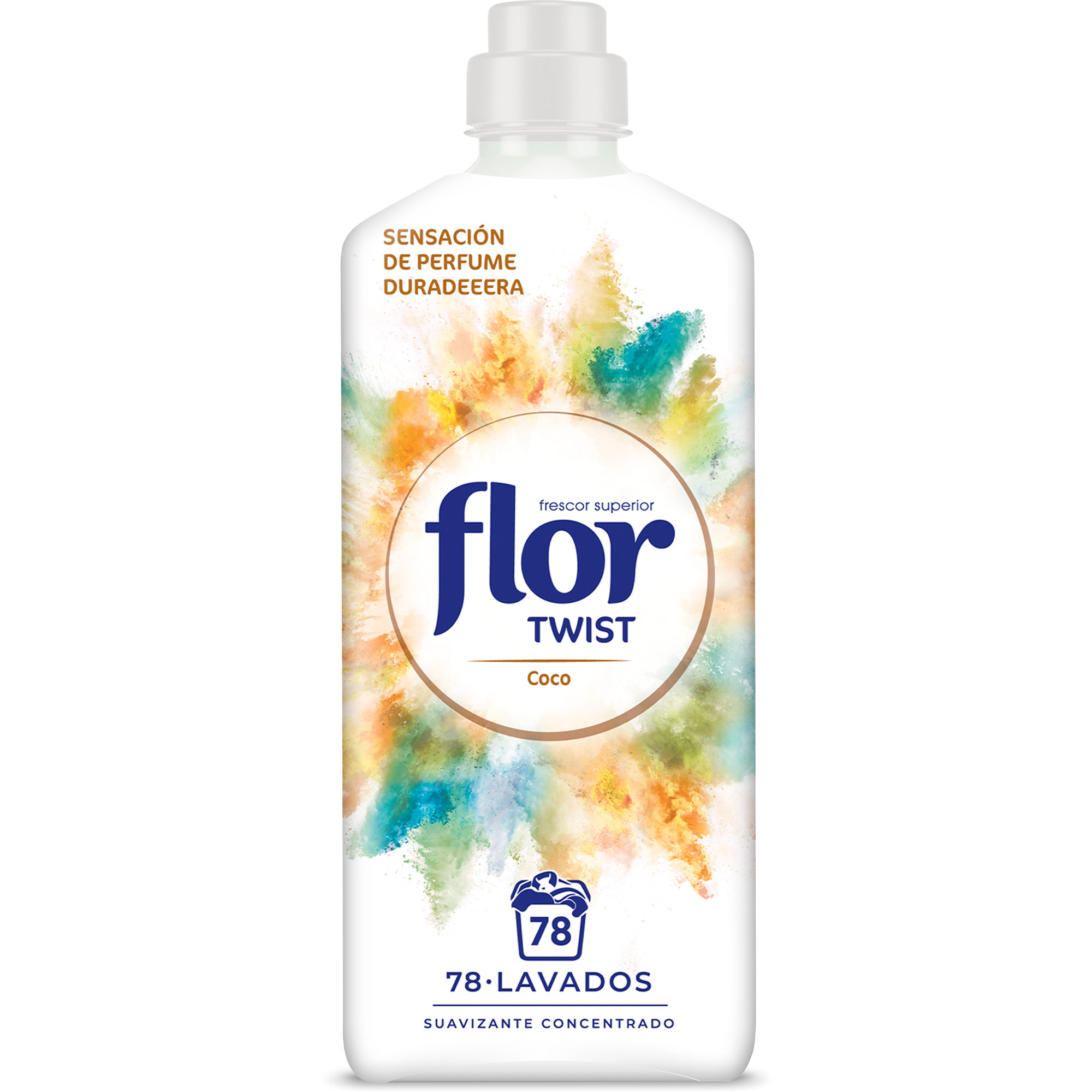 Flor Twist Coco - Suavizante concentrado para la ropa con notas naturales - 156 lavados (2 botellas x 78 dosis)