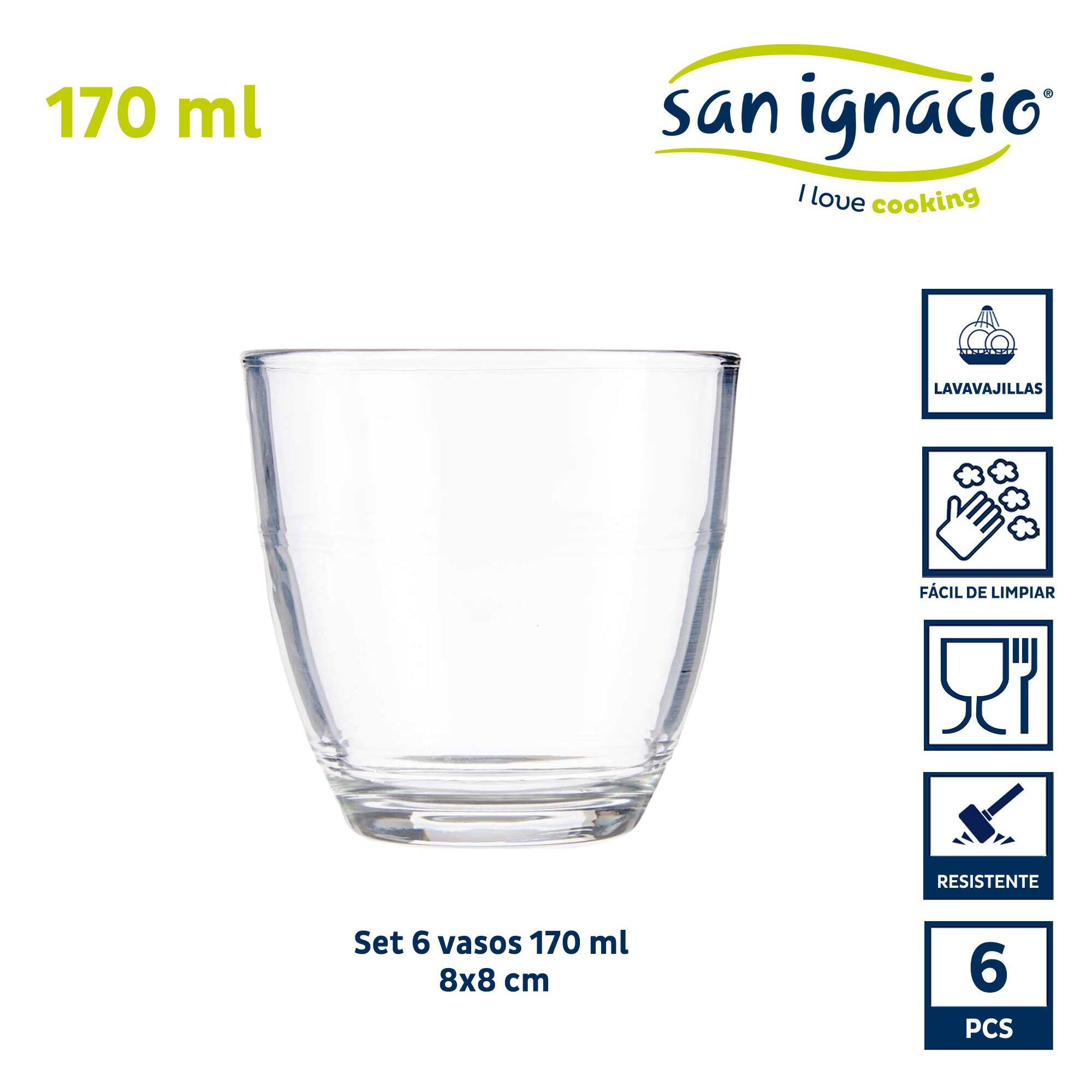 Set 6 vasos cortado 170ml colección vivalto