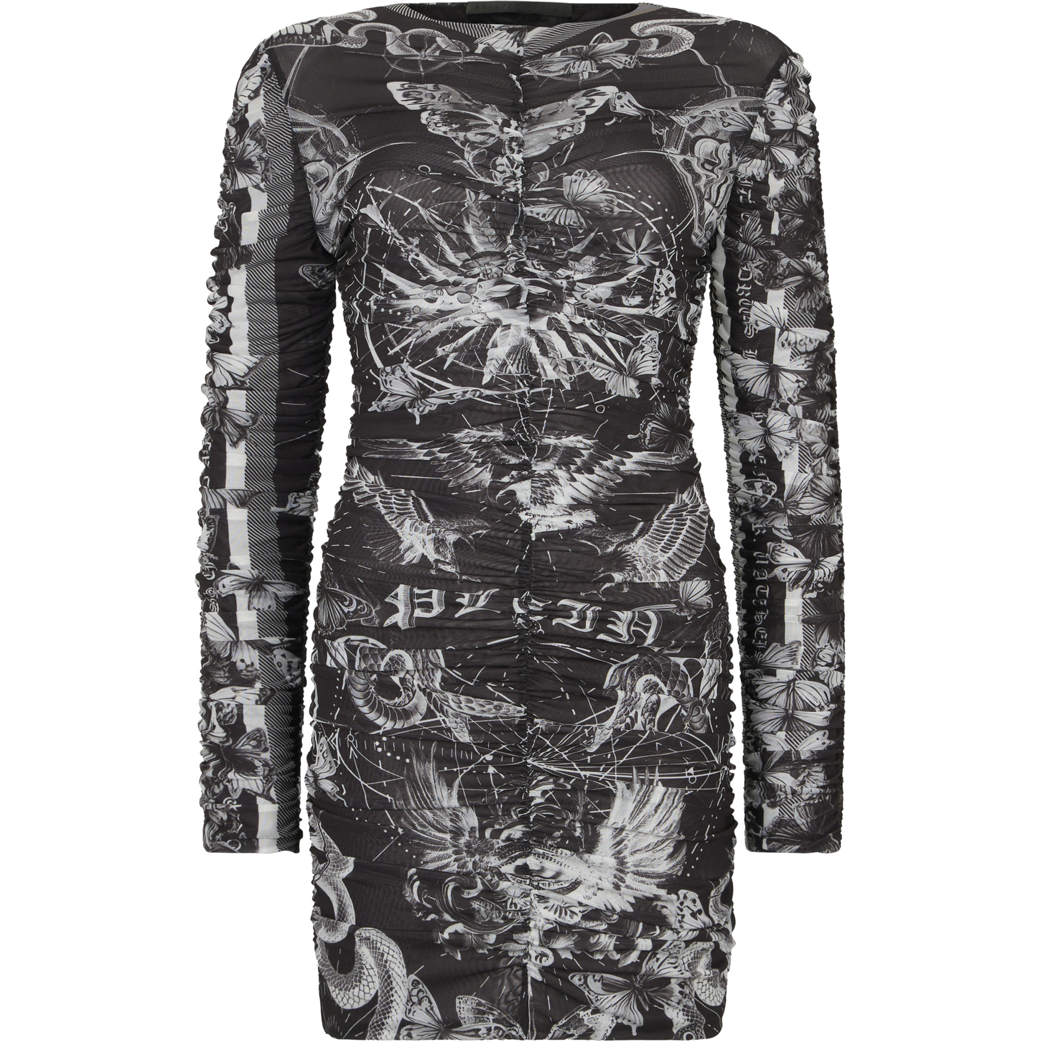 PHILIPP PLEIN Wrinkled Mini Dress Butterfly Tattoo
