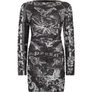 PHILIPP PLEIN Wrinkled Mini Dress Butterfly Tattoo