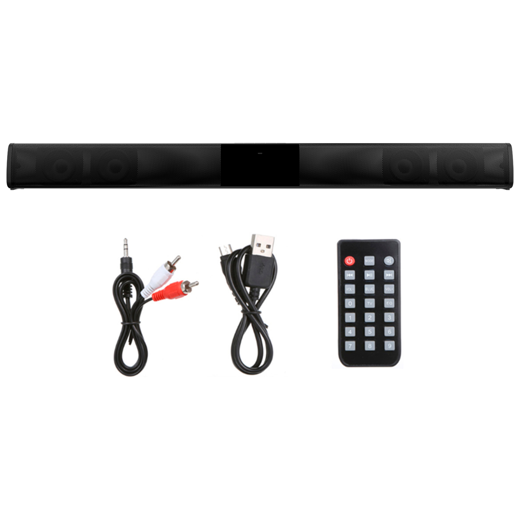 Soundbar 4.0 BS-28B. Bluetooth 4.2, ingresso RCA, ausiliario, Micro SD e radio FM. Con telecomando.