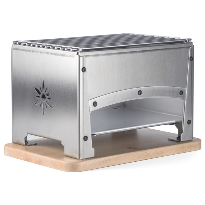 Braséro Bron Coucke Foyer 1 coté fermé pour utilisation extérieur (BBQ de table)