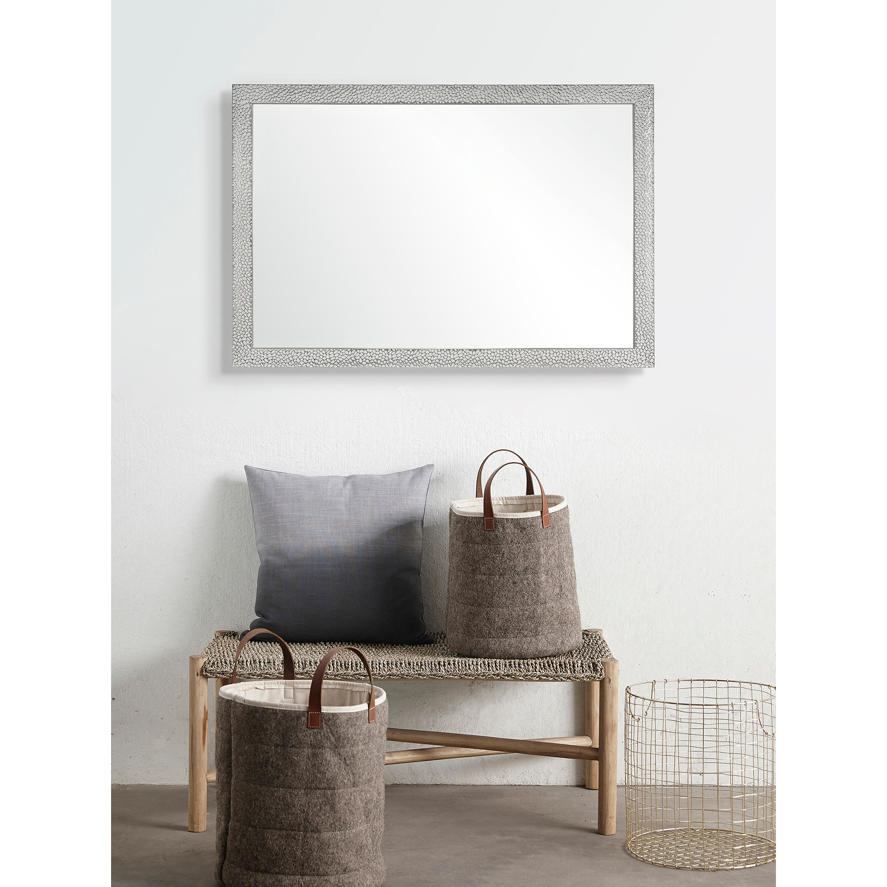 Espejo rectangular Gotas poliestireno plateado 98x68x2 cm