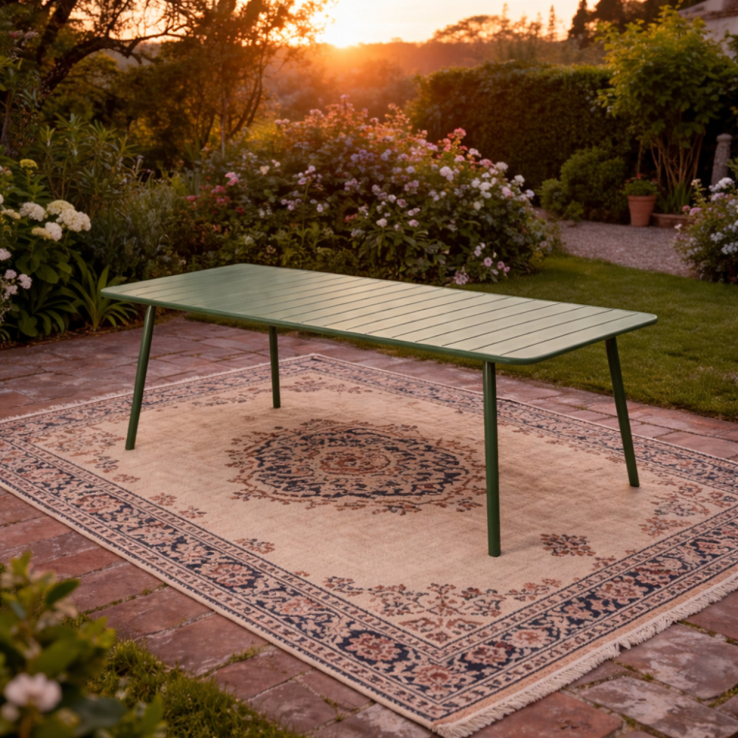 Table de jardin 10-12 places 234cm verte EVORA