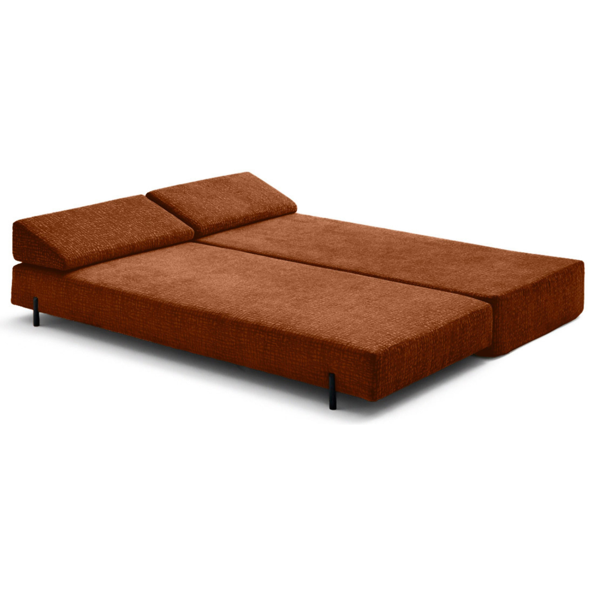 Brescia - banquette 3 places convertible en tissu velours relief - Terracotta