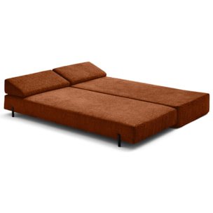 Brescia - banquette 3 places convertible en tissu velours relief - Terracotta