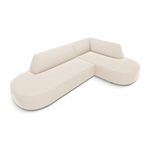 Canapé d'angle droit "Charles" 4 places en velours beige