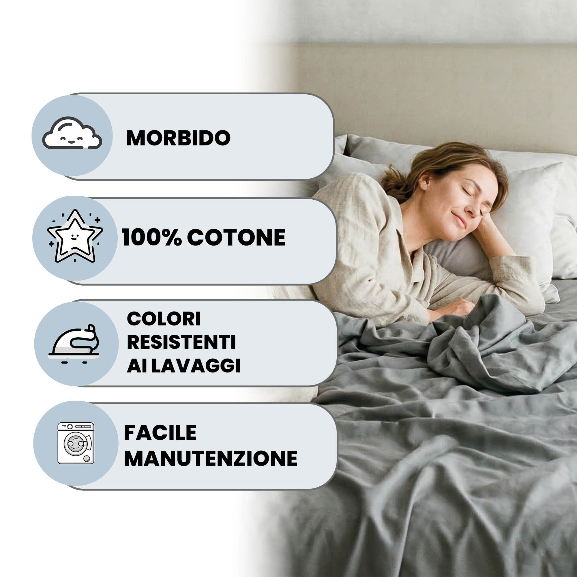 LENZUOLO SOPRA MAX COLOR, 100% Cotone, Tinta Unita, Made in Italy - FUMO