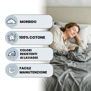 LENZUOLO SOPRA MAX COLOR, 100% Cotone, Tinta Unita, Made in Italy - FUMO